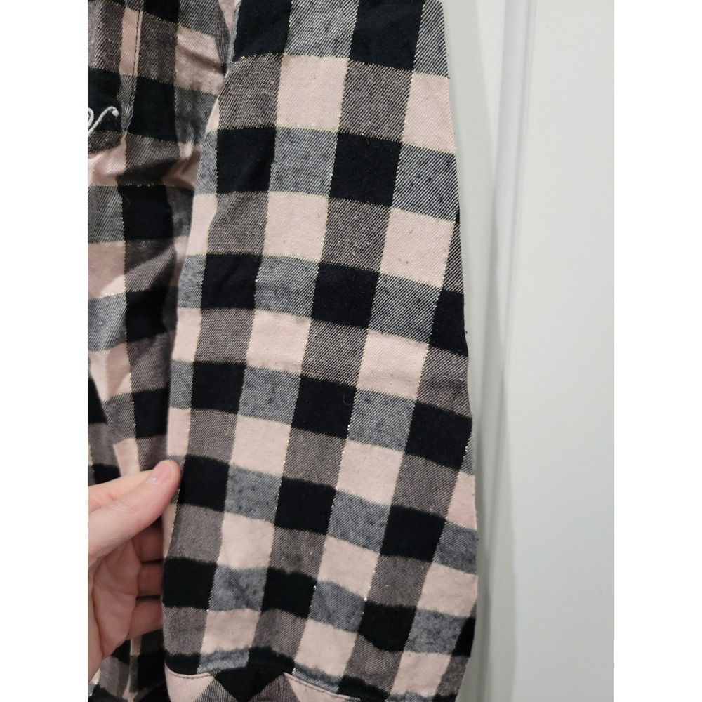 Victoria's Secret Pajama Set Women's Size Medium Black/Pink Plaid (2 Piece Set) - Picture 7 of 10